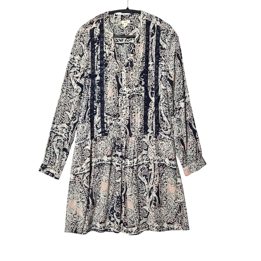 Anthropologie Tiny Caviana Paisley Long Sleeve Drop Waist Dress S Boho Festival